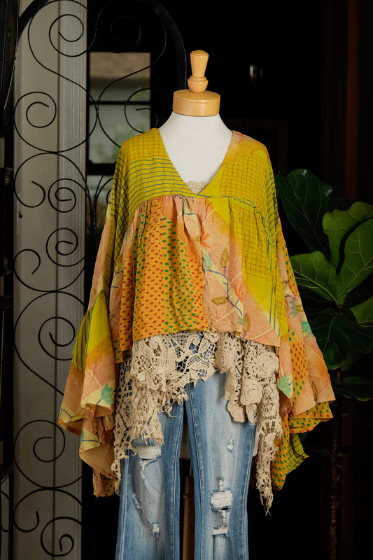 Gold Dust Crop Top in Polka Dot Leaf