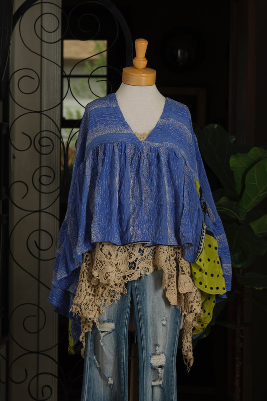 Gold Dust Crop Top in Blue River