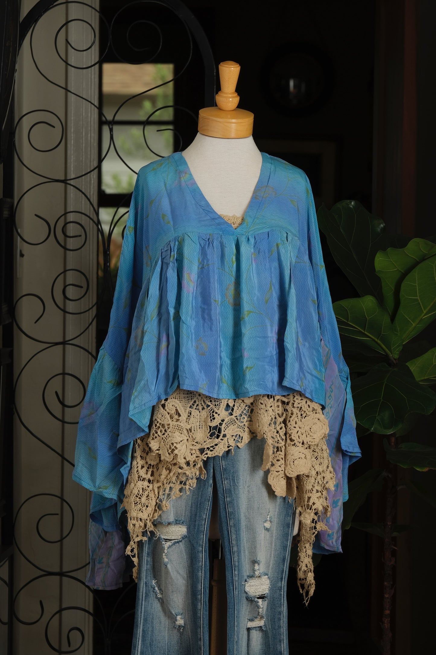 Gold Dust Crop Top in Blue Mirage