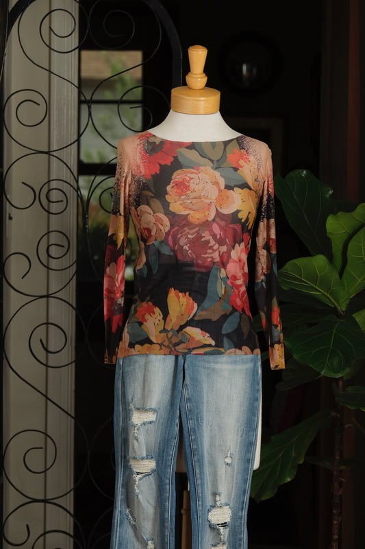 Nude Mesh T in Dutch Floral