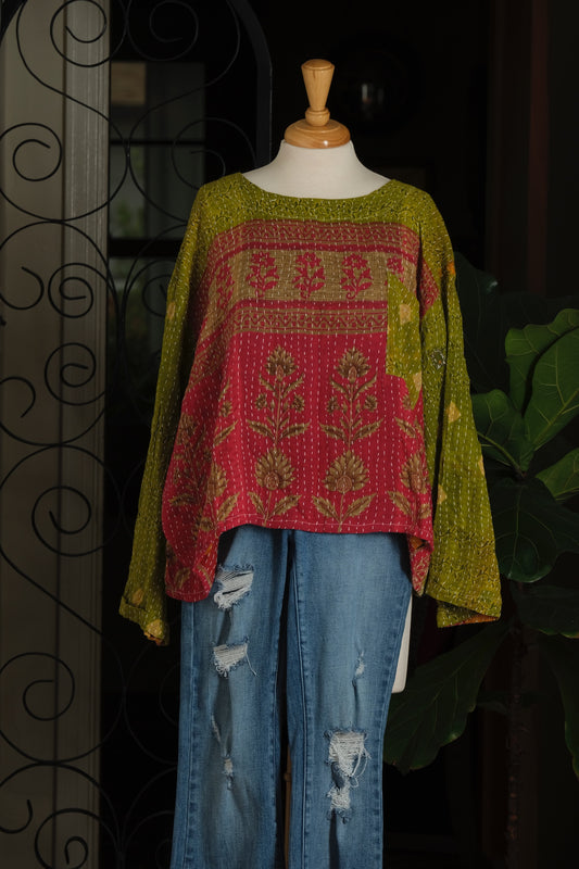 Wander Pocket Top in Chartreuse Pink
