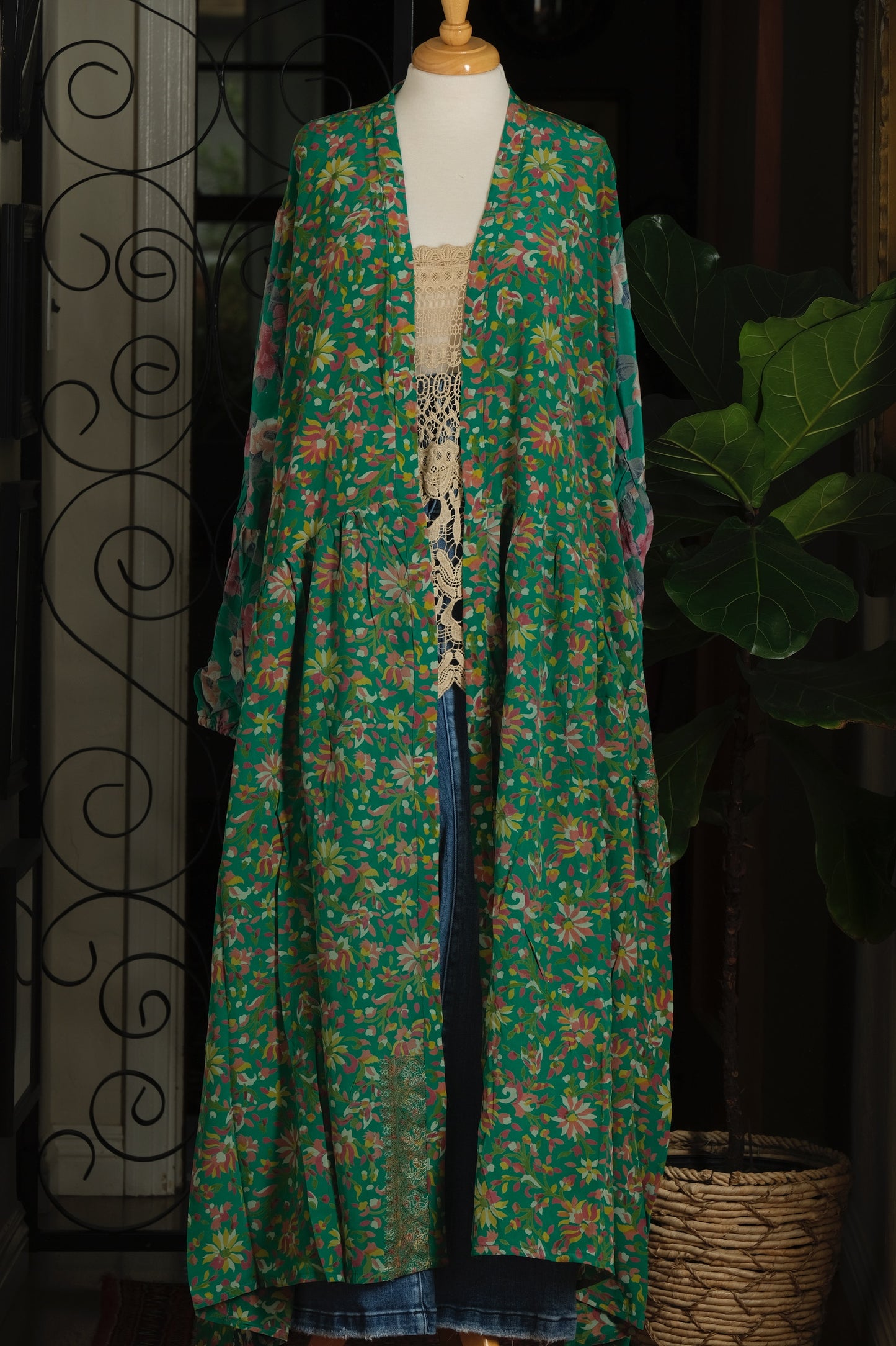 Evermore Duster in Green Garden