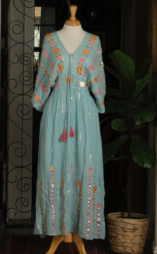 Sparkle Summer Dress in Turquoise