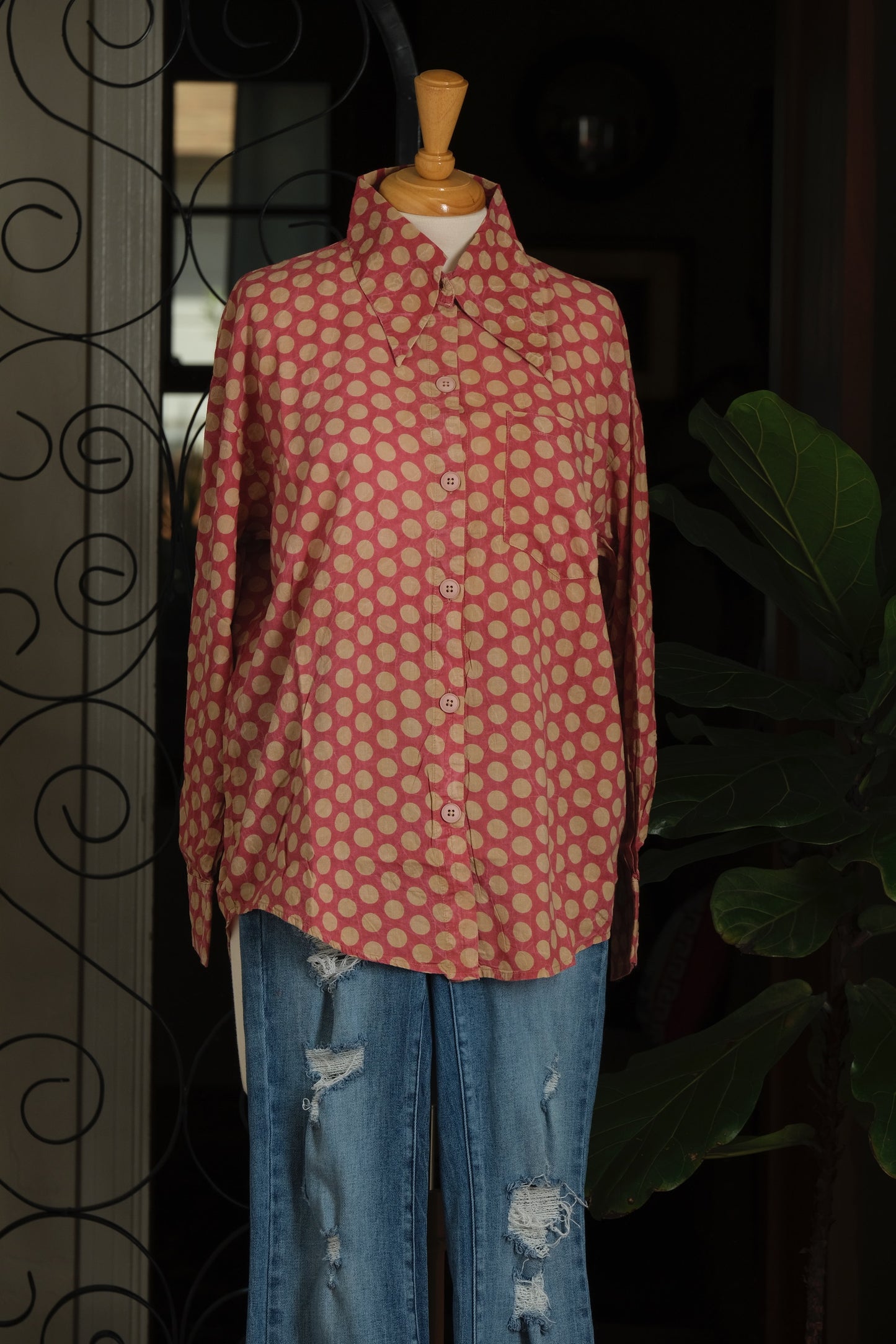 Work Shirt in Strawberry Dot
