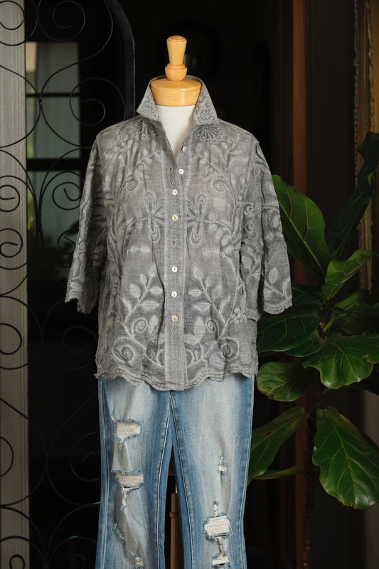 Button Blouse in Moon Shadow