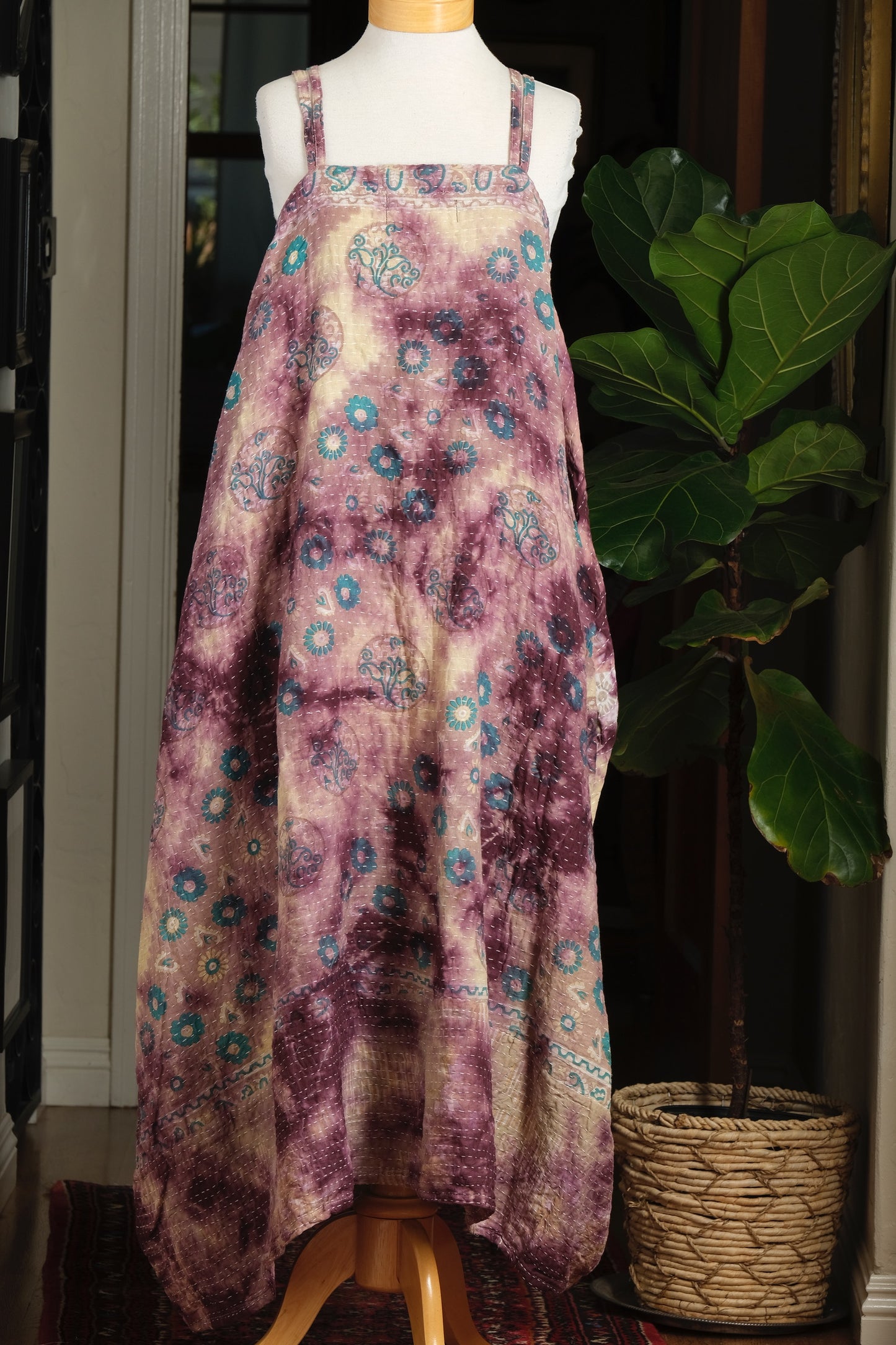 Kantha Maxi Dress in Amethyst Daisy
