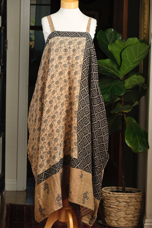 Kantha Maxi Dress in Black Berry