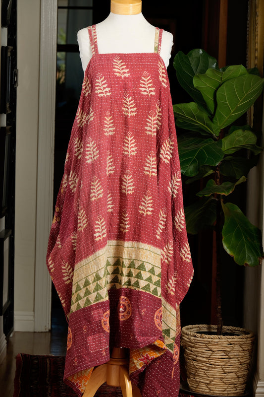 Kantha Maxi Dress in Sienna Fern