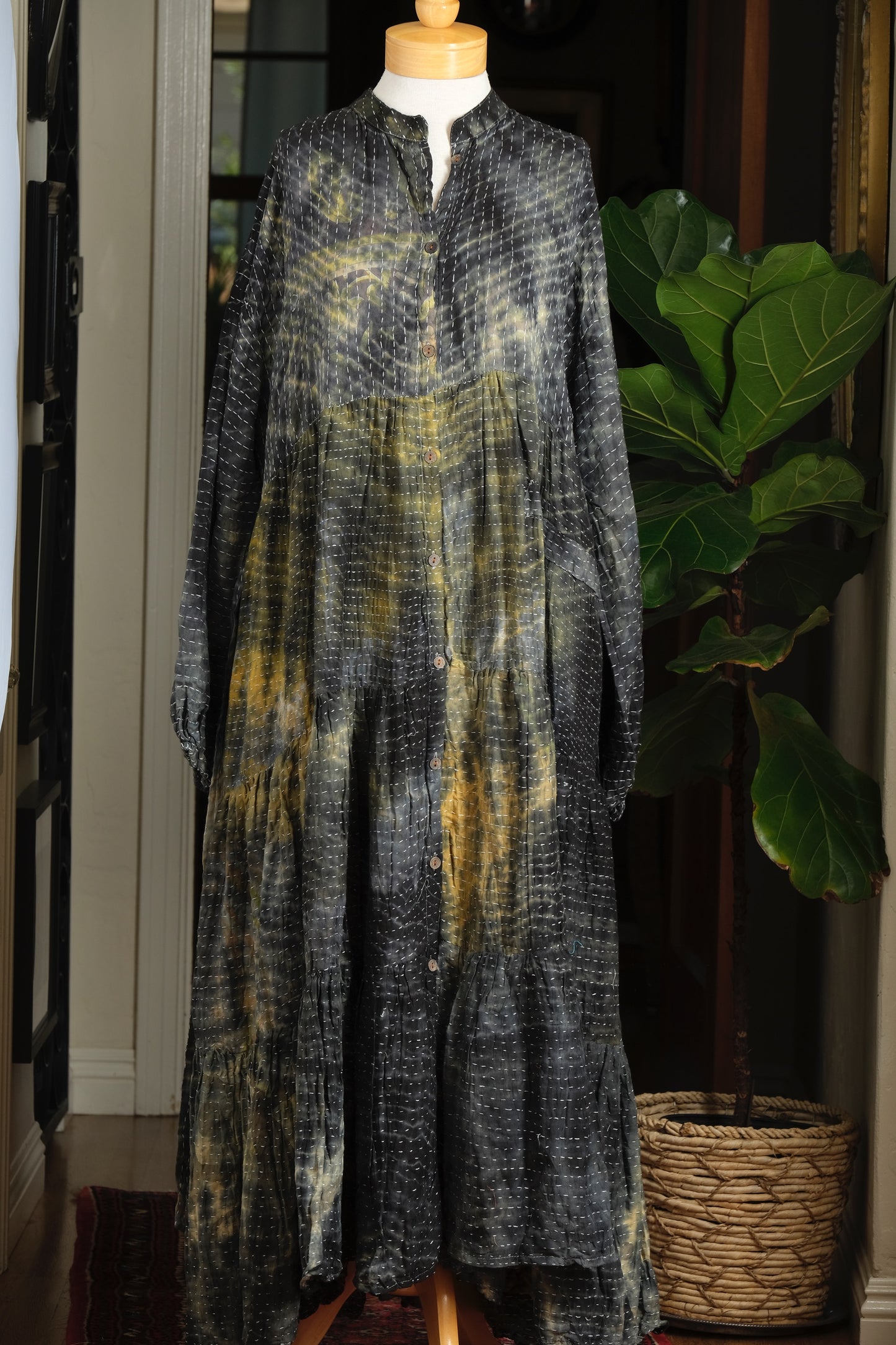 Majestic Duster Dress in Midnight Jade Lotus