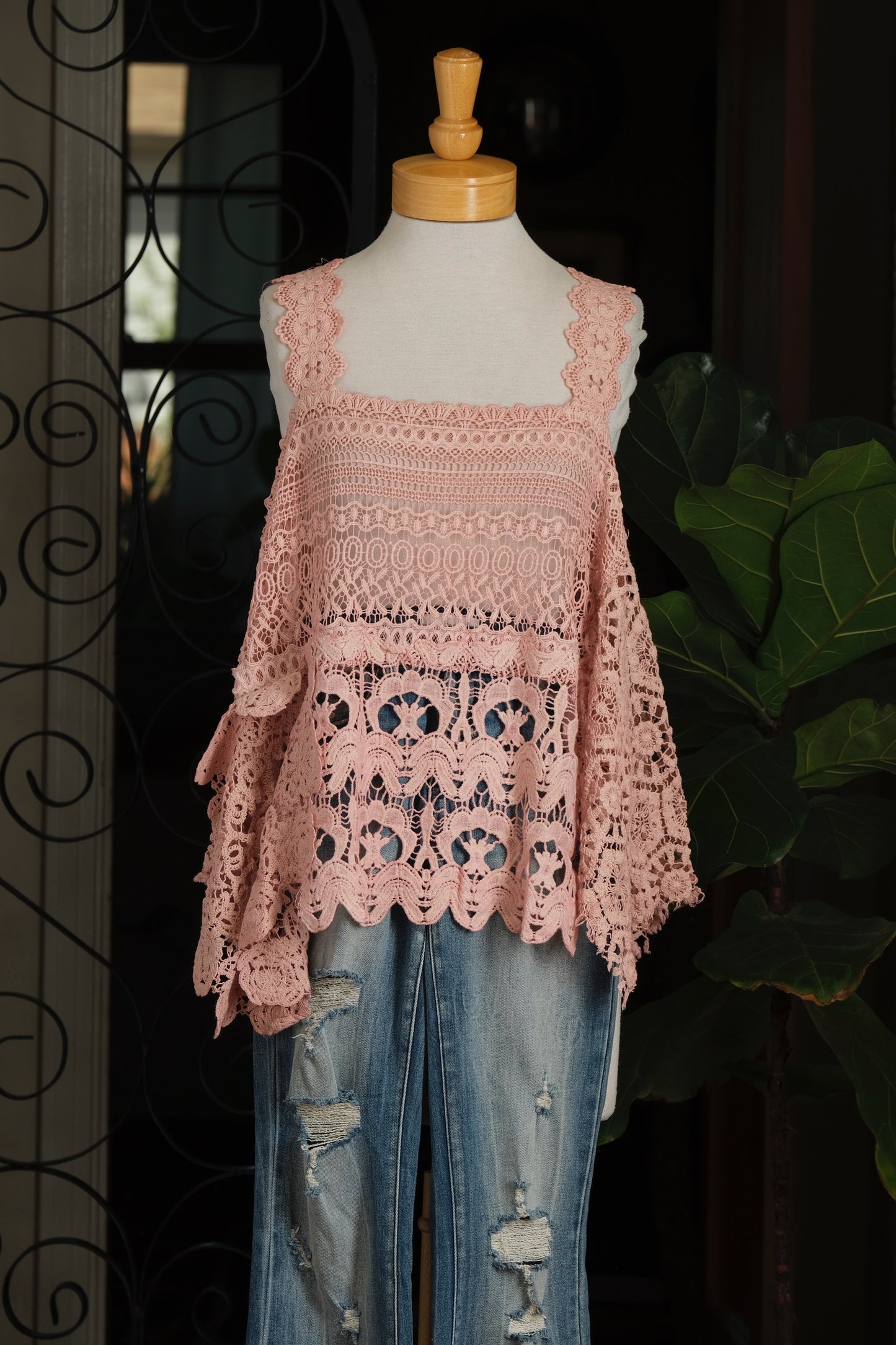 Tattered Tank in Rose