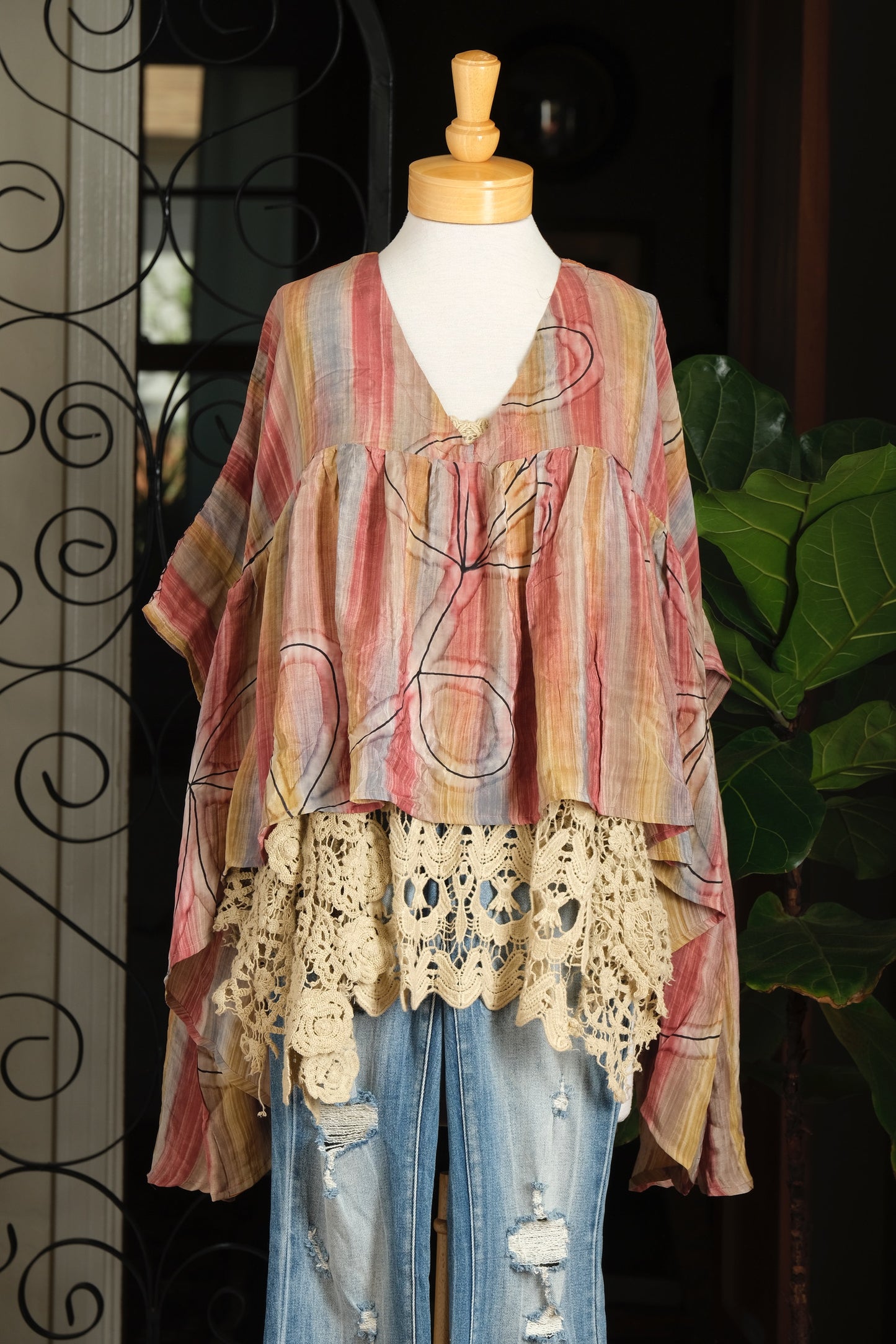 Gold Dust Crop Top in Ombre Stripe
