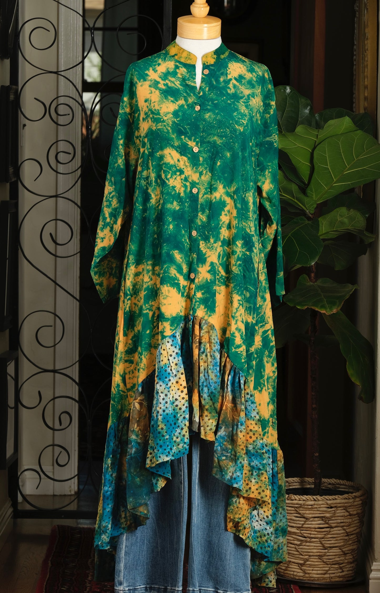 Lotus Duster Dress in Polka Dot Melon