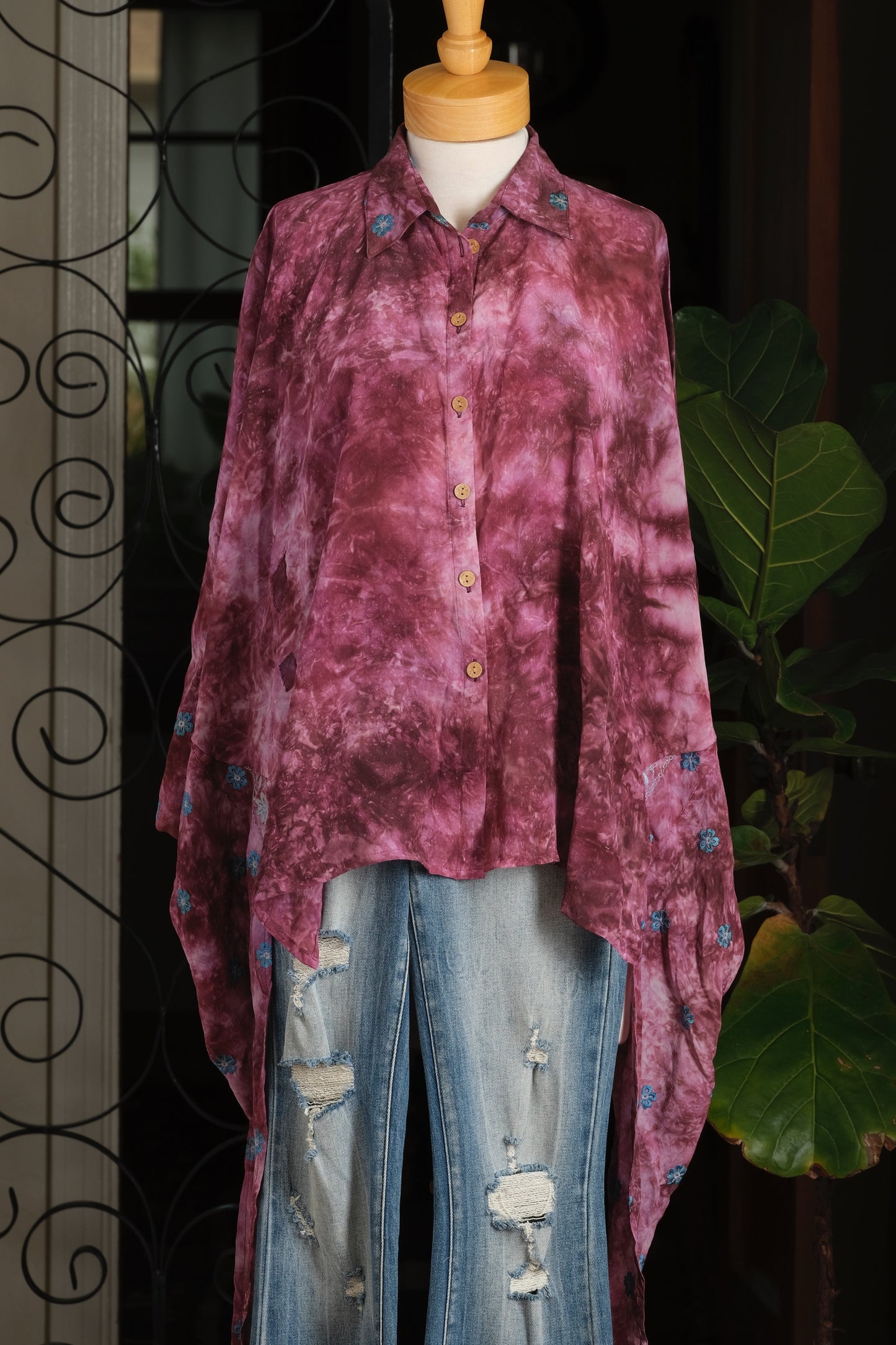Dylan Silk Shirt in Sweet Blue Flower