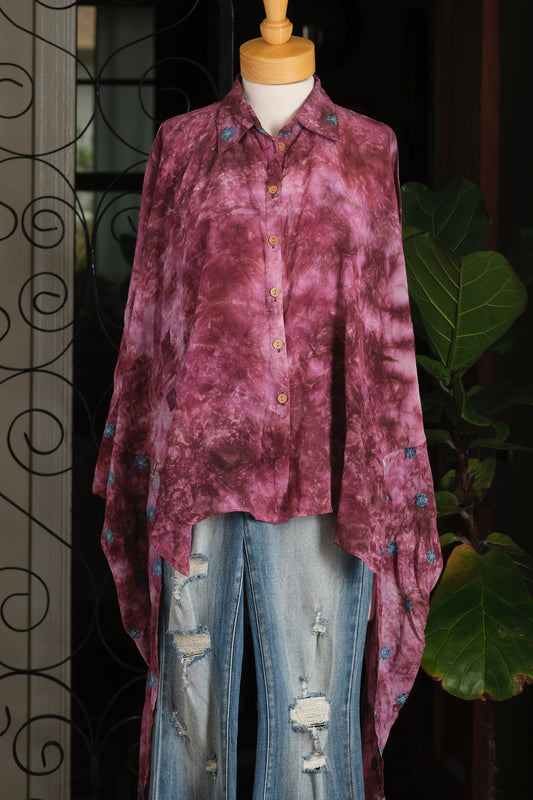 Dylan Silk Shirt in Sweet Blue Flower – Chateau Bel Age Boutique