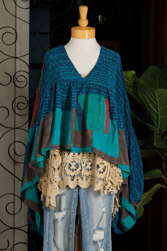 Gold Dust Crop Top in Teal Party
