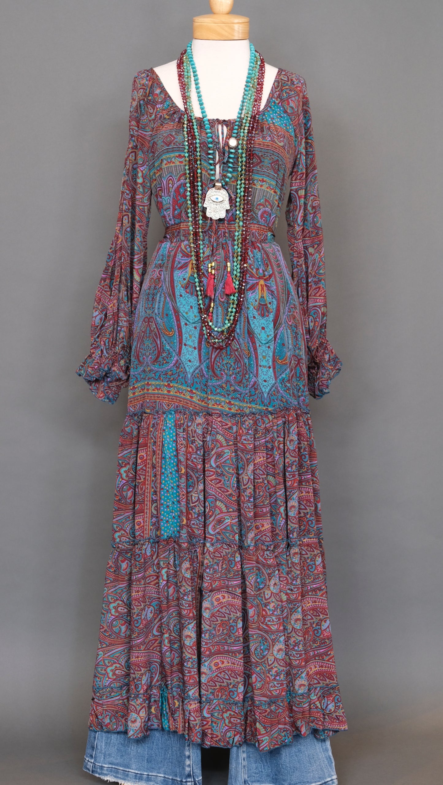 Witchy Woman Dress in Teal Kiss