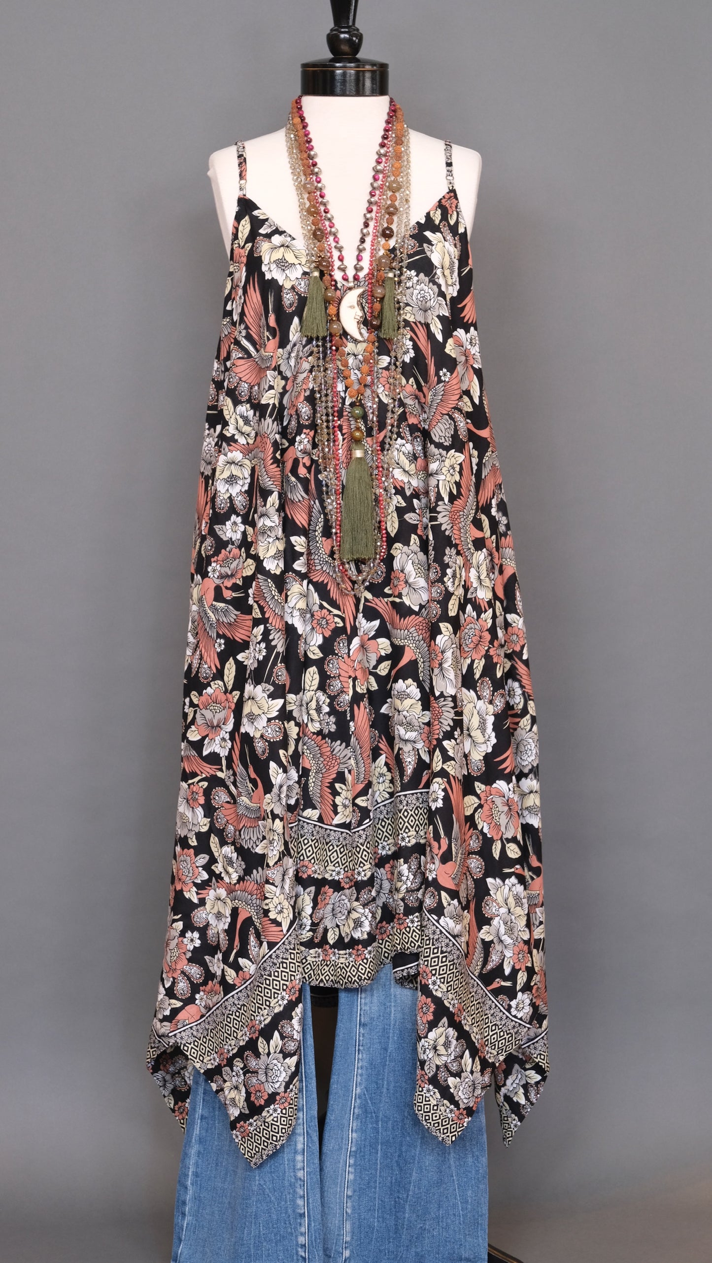 Scarf Dress in Night Crane