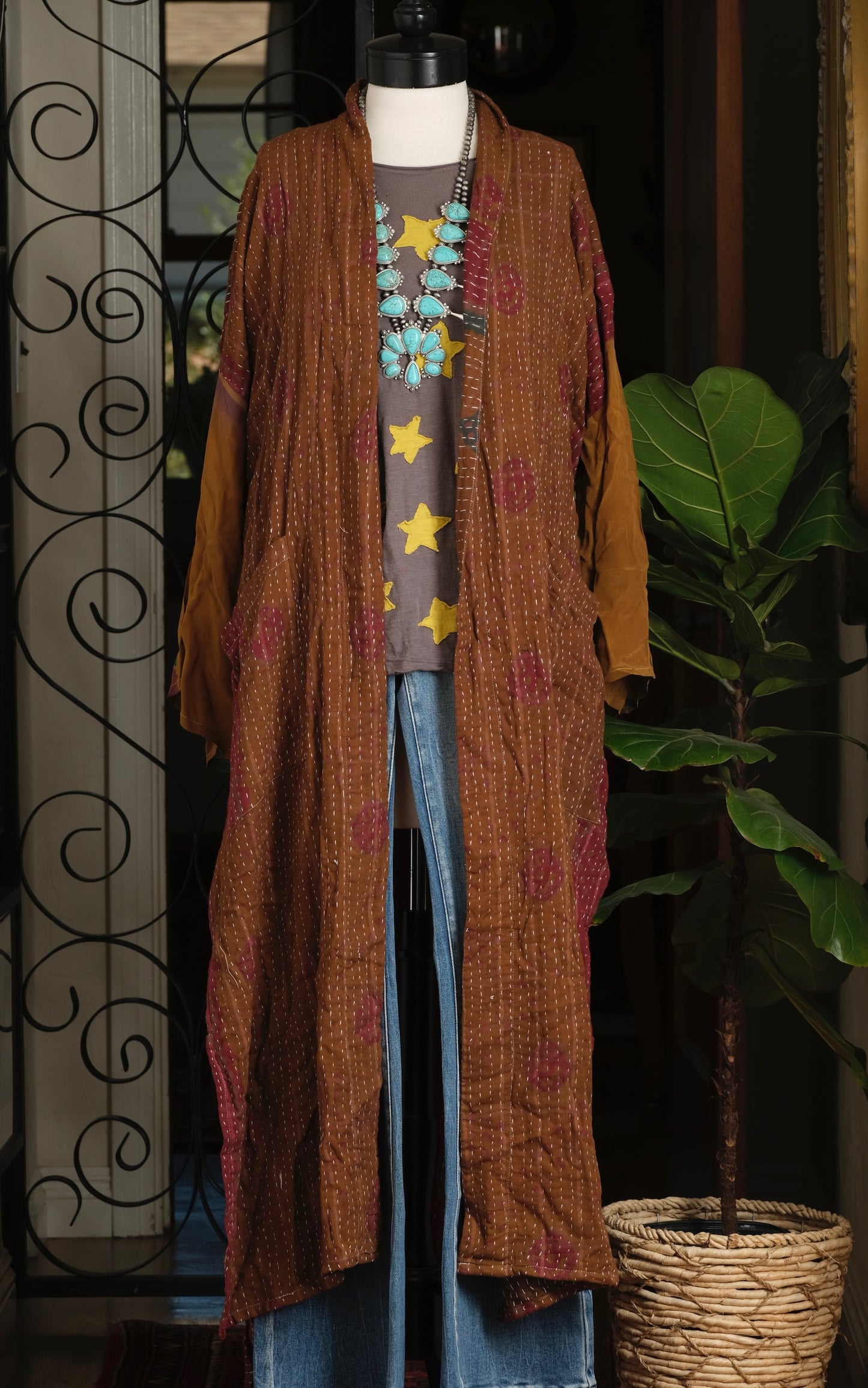 Silk Sleeve Duster in Coco Rose