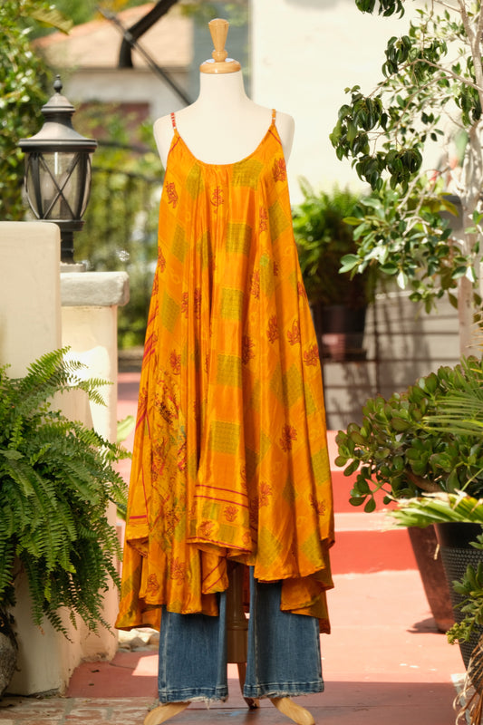Silky Slip Dress in Saffron Flower