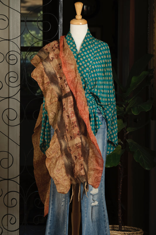 Lotus Scarf in Terracotta Ombre