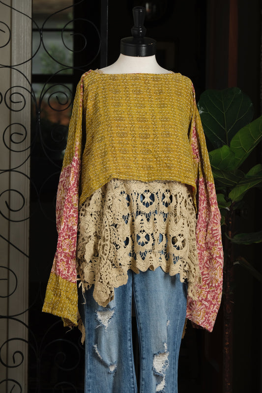 Crop Top in Golden Olive Swirl