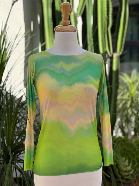 Nude Mesh T in Green Pop