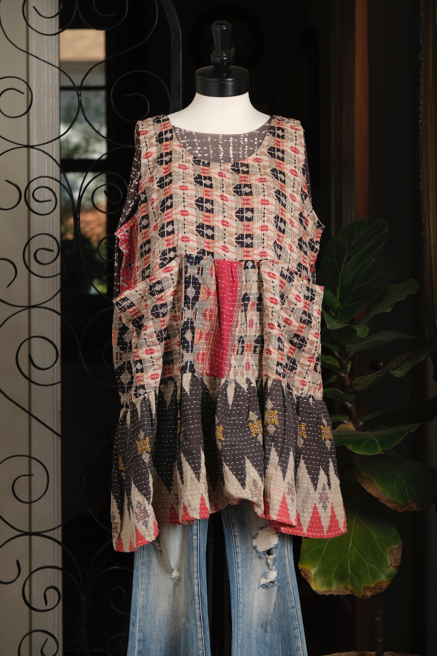 Kantha Pinafore Mini in Incense and Peppermint