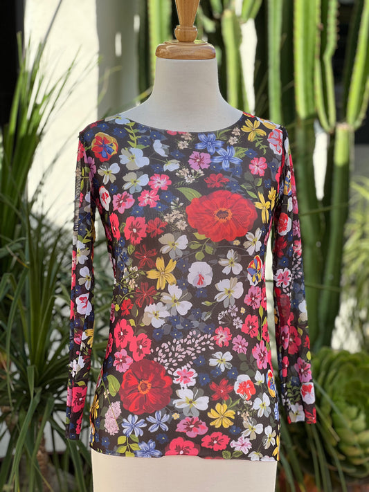 Nude Mesh T in Midnight Garden