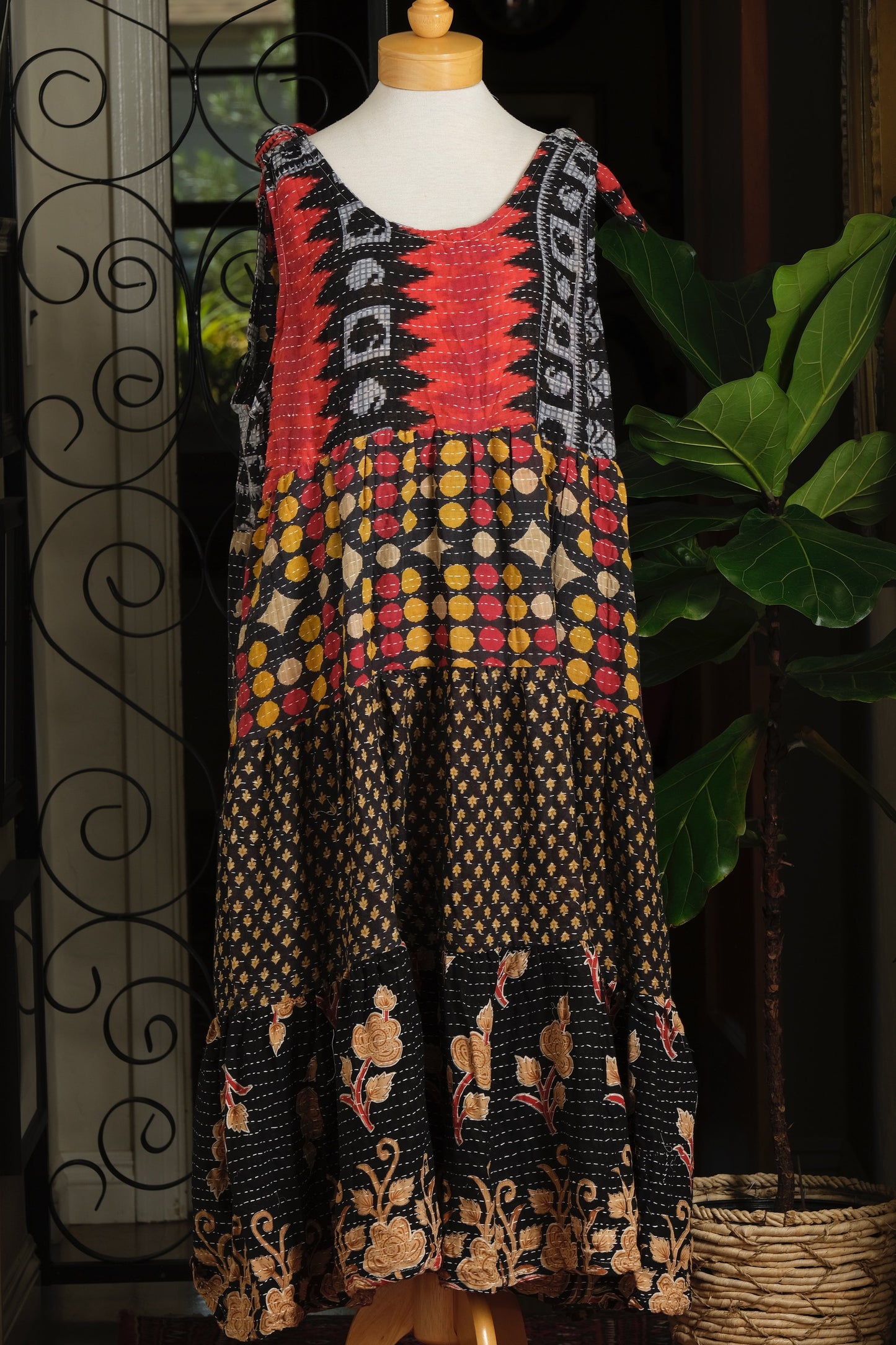 Kantha Celestial Maxi in Dark Garden