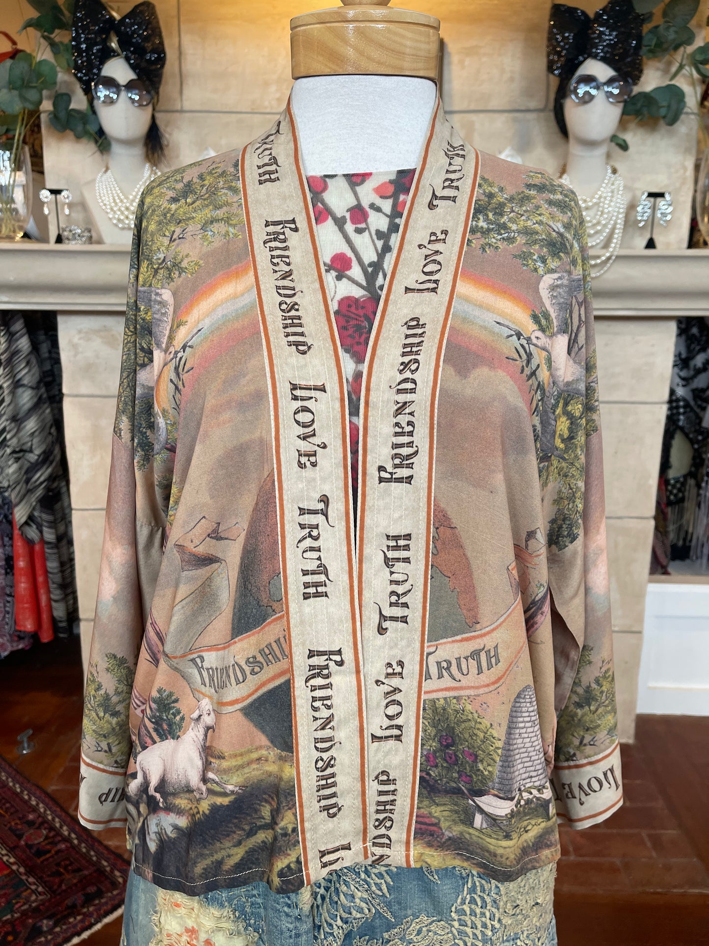 Cropped Kimono in Rainbows