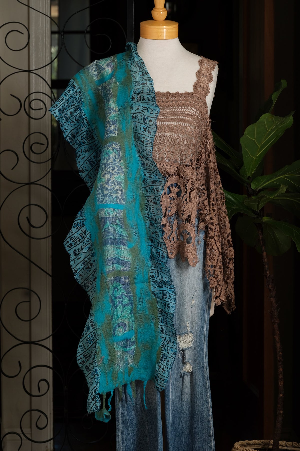 Lotus Scarf in Ocean Deep
