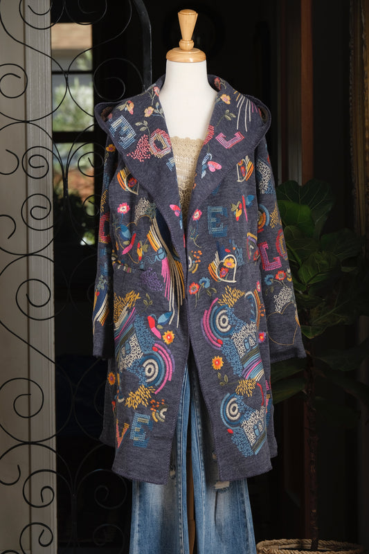 All The Love Long Hoodie Cardigan Gray