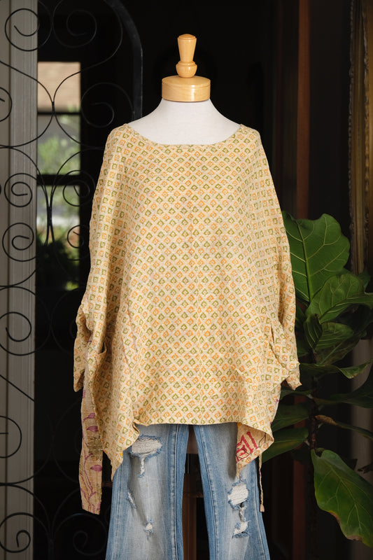 Kantha Pullover in Yellow Whisper Print