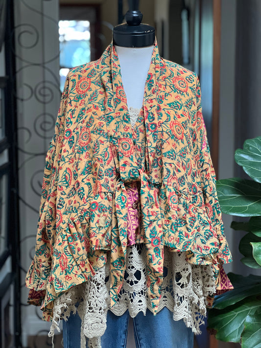 Ruffled Gypsy Top in Saffron Lotus