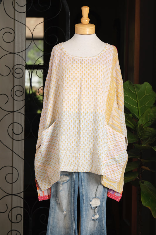 Kantha Pullover in Sweet Lemon Flower