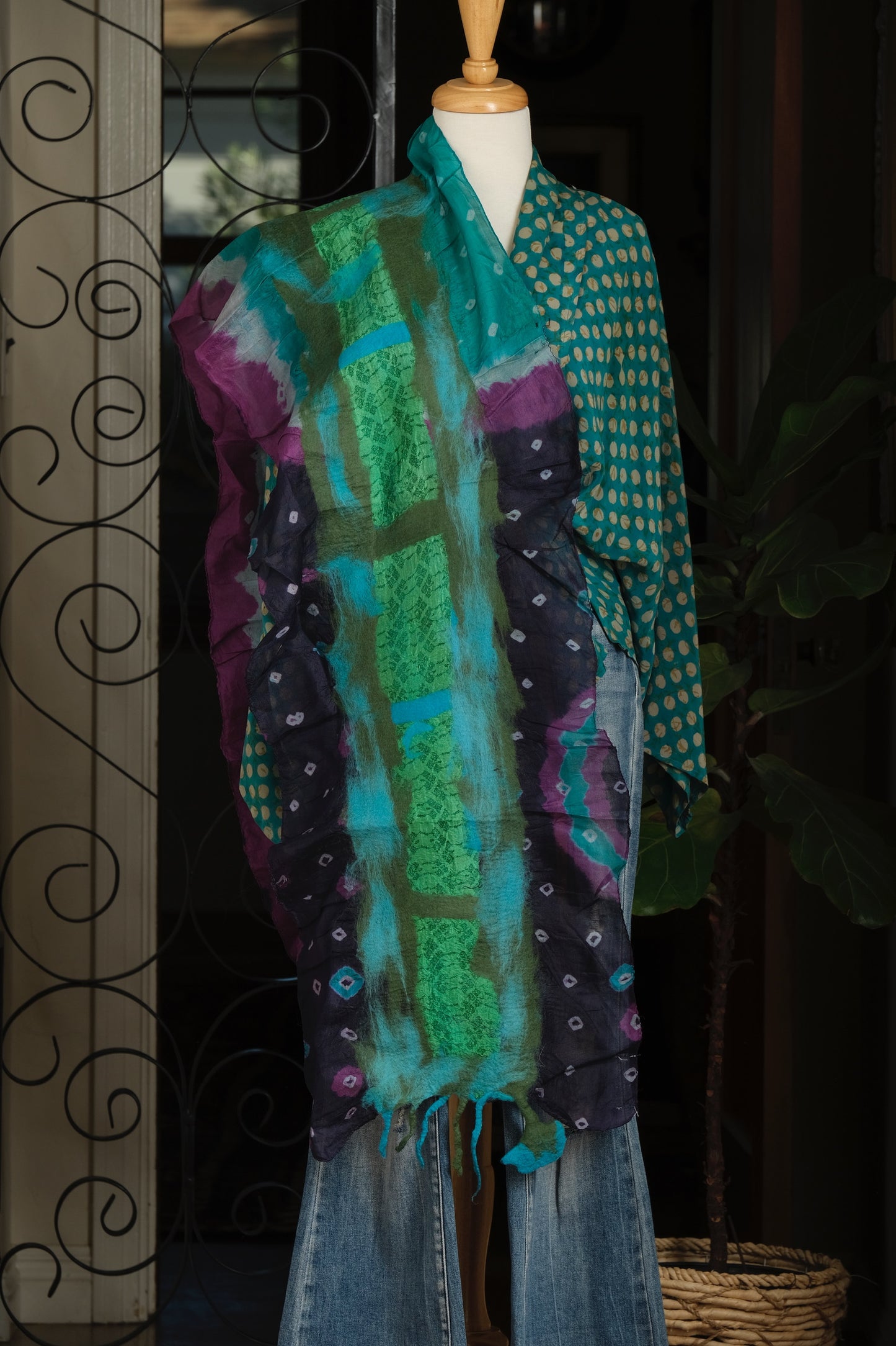 Lotus Scarf in Turquoise Plum