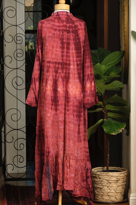 Lotus Duster Dress in Cranberry Smoke