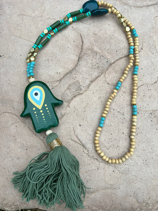 Hand in Hand Necklace in Green