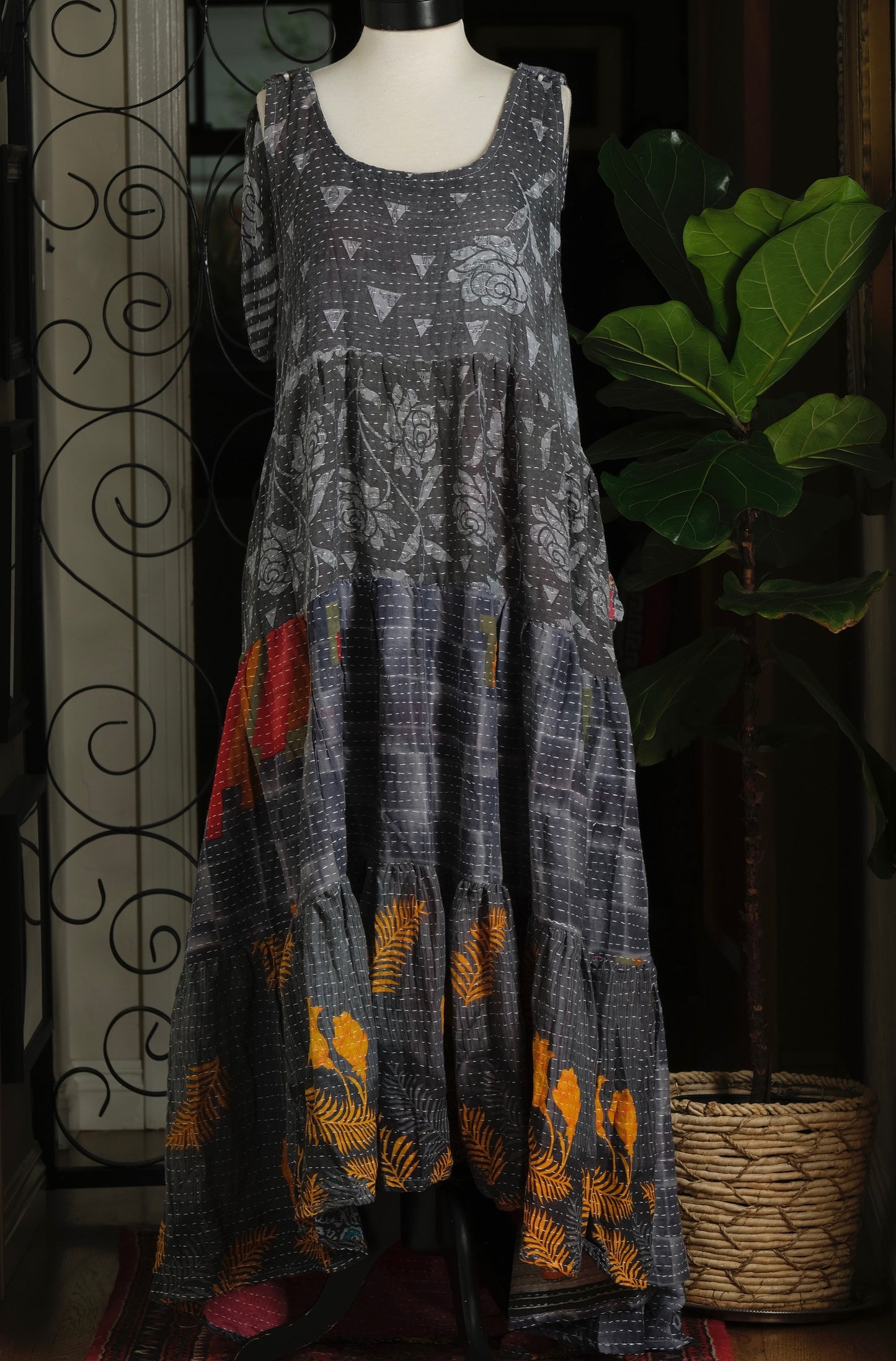 Kantha Celestial Maxi in Grey Rose
