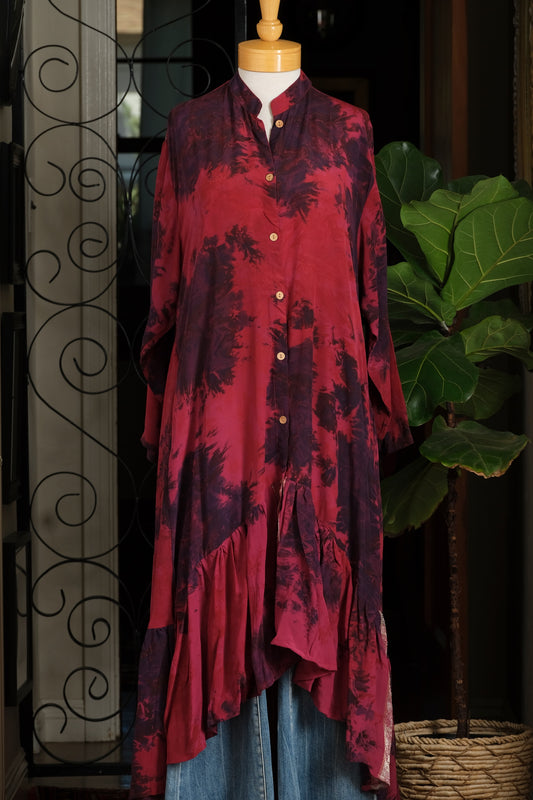 Lotus Duster Dress in Red Magic