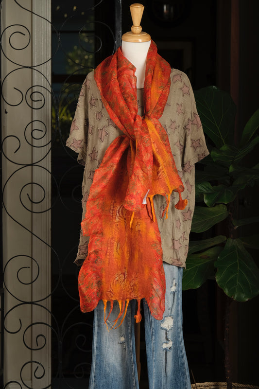 Lotus Scarf in Rusted Flame
