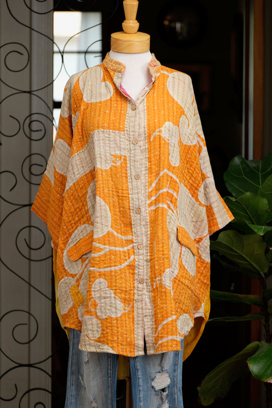 Button Down in Tangerine Leaf