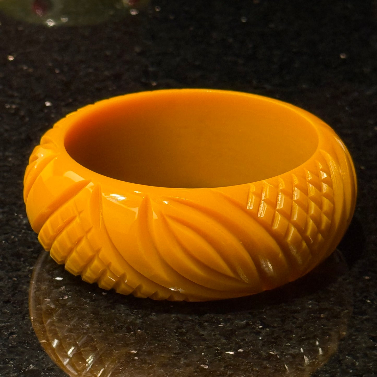 Carved Yellow Bangle