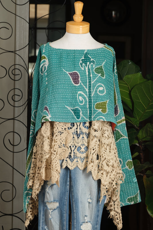 Crop Top in Teal Palm