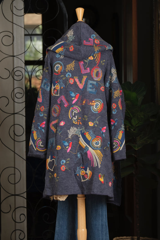 All The Love Long Hoodie Cardigan Gray