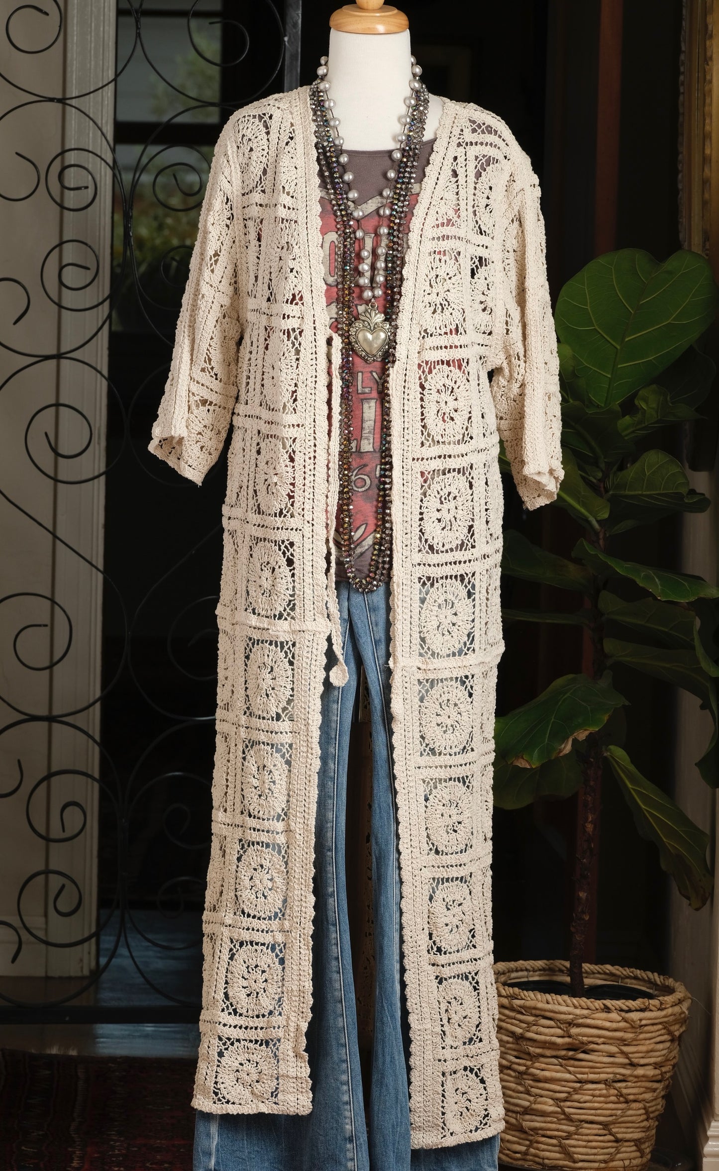 Granny Square Duster in Natural