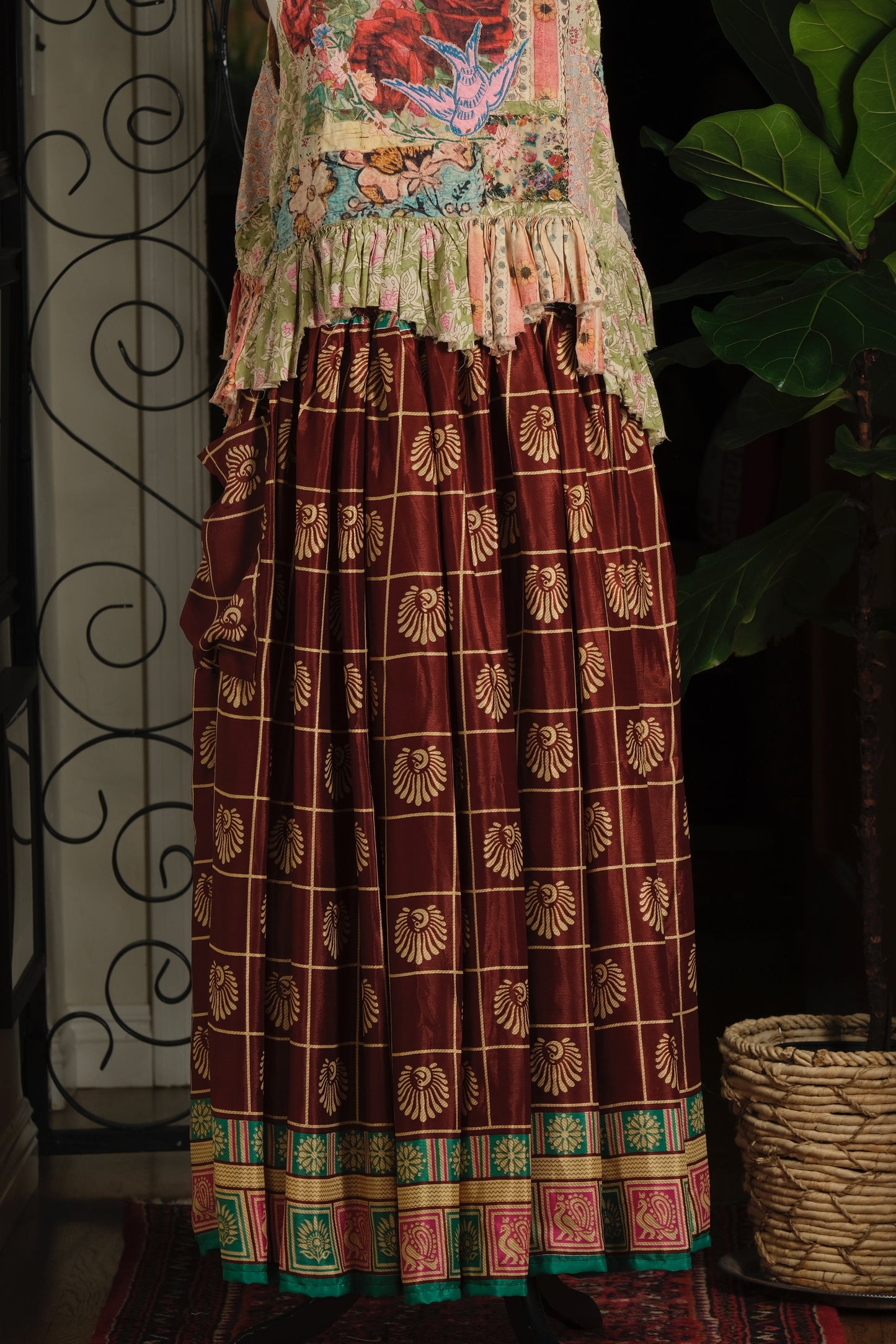 Silky Pocket Skirt in Aubergine Square