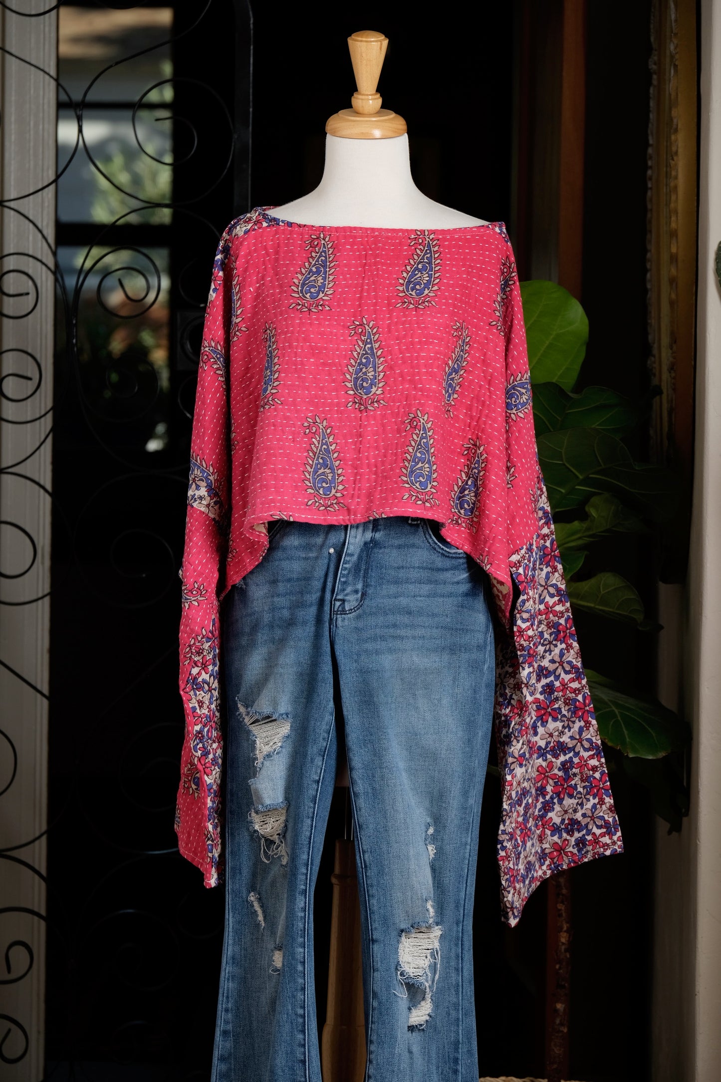 Crop Top in Blue Paisley