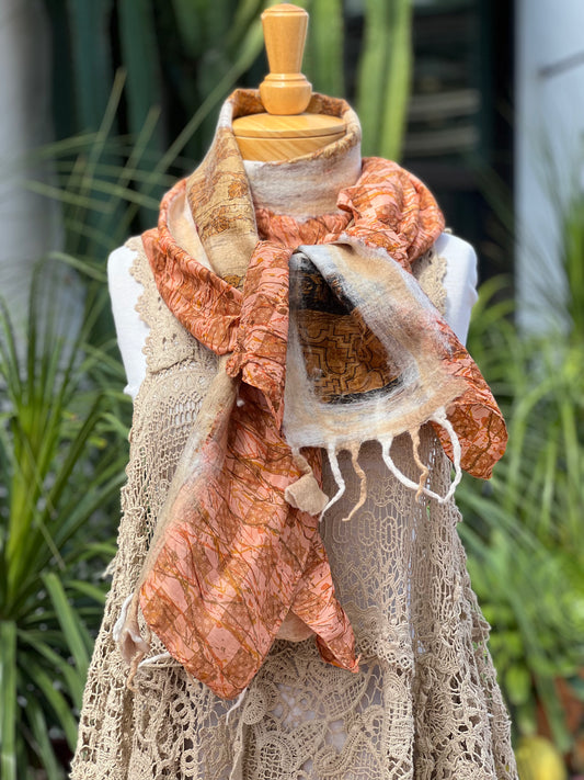 Lotus Scarf in Apricot Square