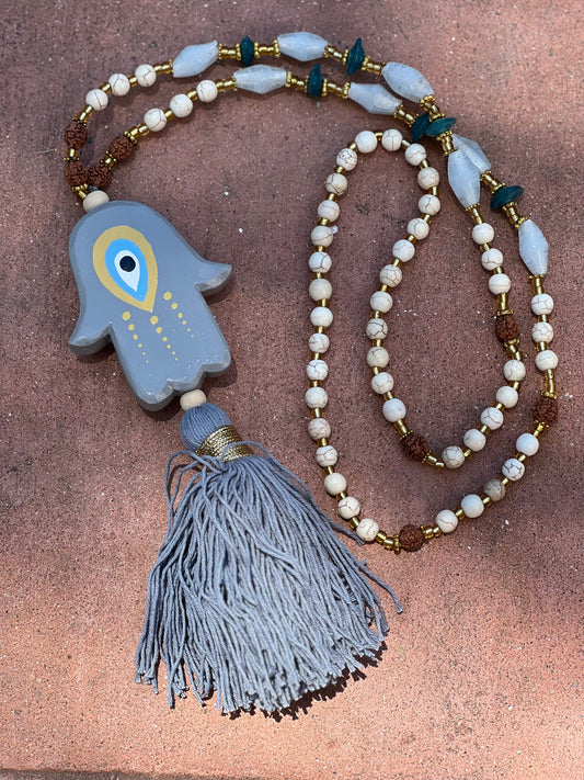 Hand in Hand Necklace in Grey